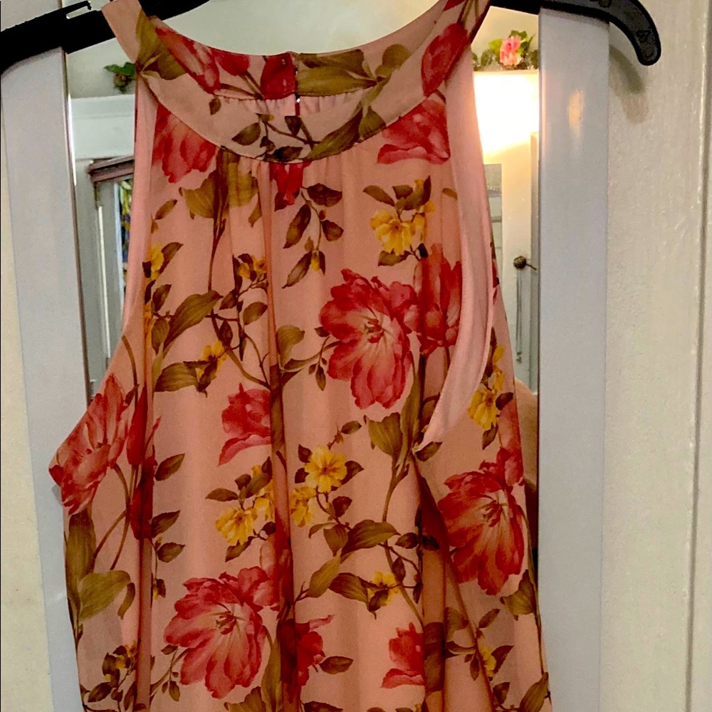 Peach flowered halter dress